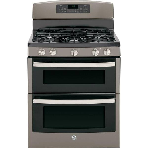 GE 6.8 cu. ft. Double Oven Gas Range with Self-Cleaning Oven in Slate