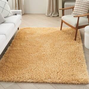 Lush Shag Gold 8 ft. x 10 ft. All-over design Contemporary Area Rug