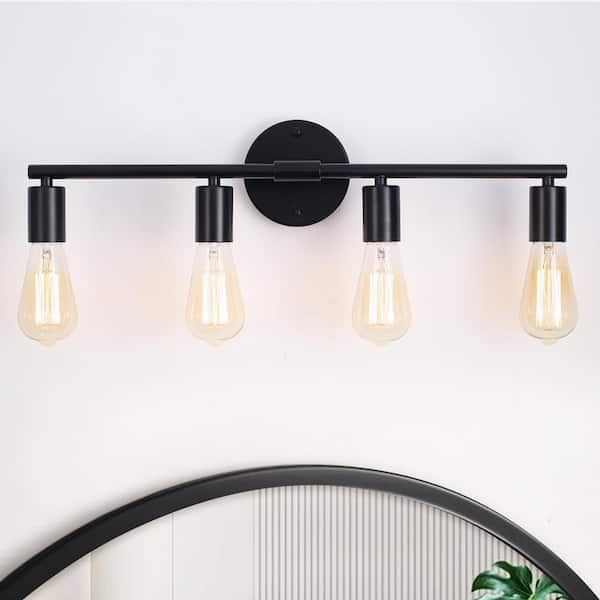 22.84 in. 4-Light Black Bathroom Modern Vanity Light