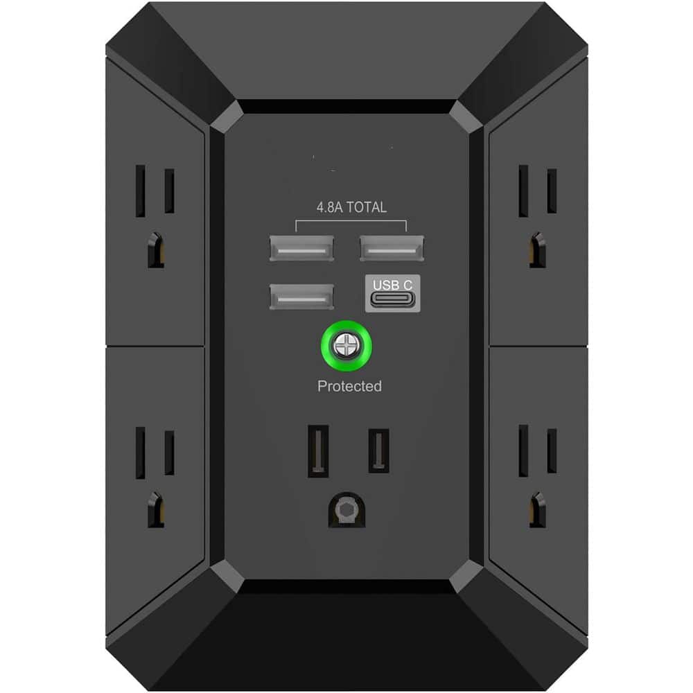 5-Outlet Extender 4 USB Charging Ports 3-Sided 1680J Surge Protector with Smart Charge for Home Travel Office price history on PriceWatchPro