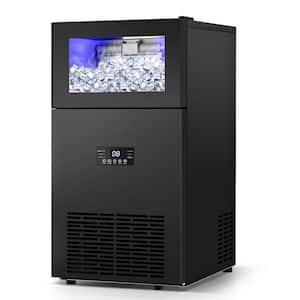 15" 130 lbs. / Day Half Size Cube Commercial Built-in/Freestanding Ice Maker In Black With Upgrade High Power Compressor