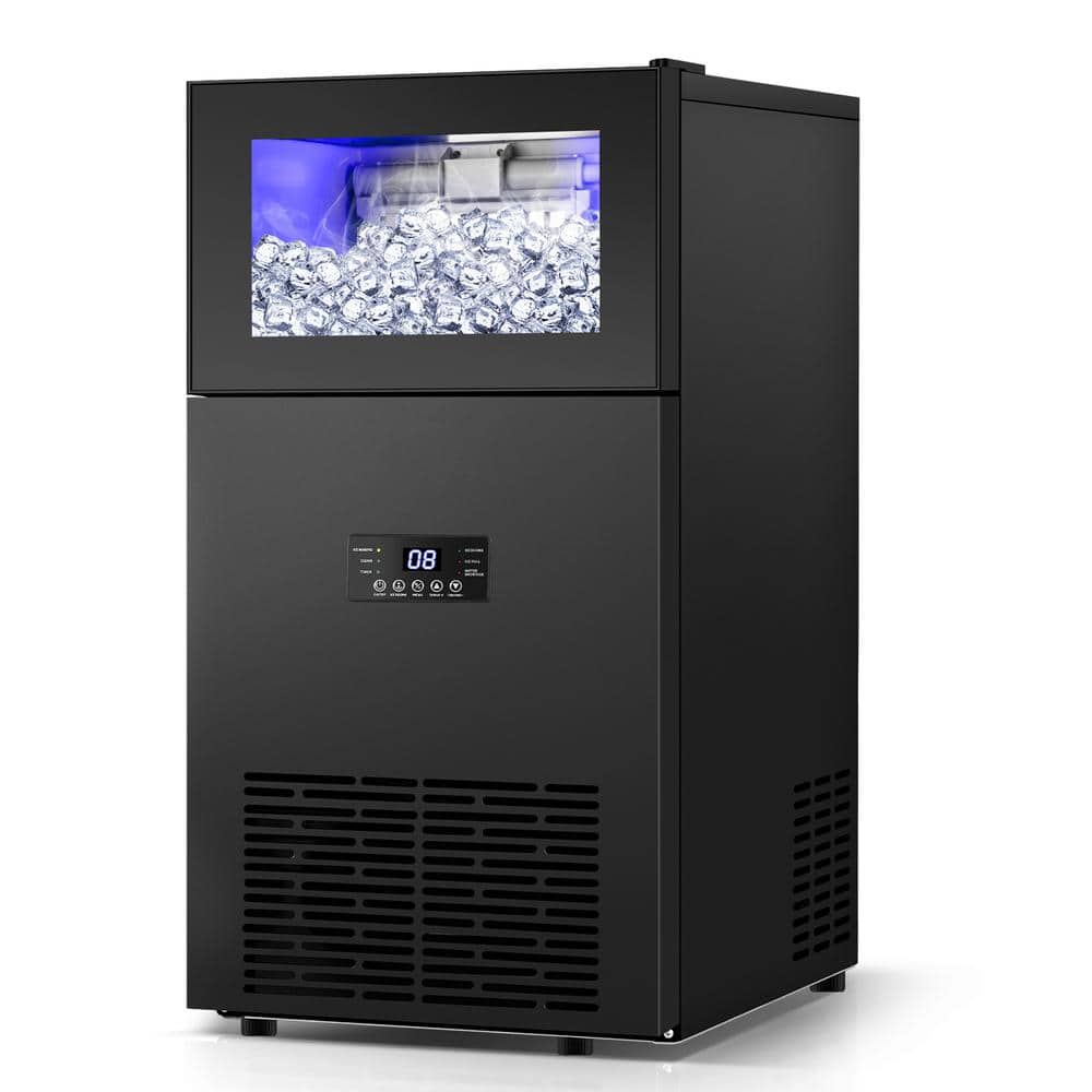 15 in. 130 lbs./24H Half Size Cube Commercial Built-In/Freestanding Ice Maker with Upgrade Compressor in Black