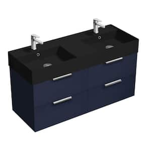 Derin 47.64 in. W x 18.11 in. D x 25.2 in. H Modern Bathroom Vanity in Night Blue with Matte Black Ceramic Top