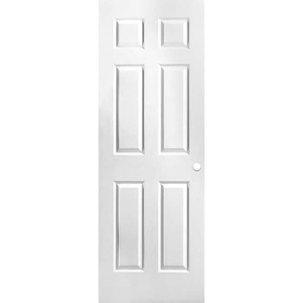 Masonite 28 in. x 80 in. Textured 6-Panel Bored Hollow Core Painted Composite Interior Door Slab with Bore