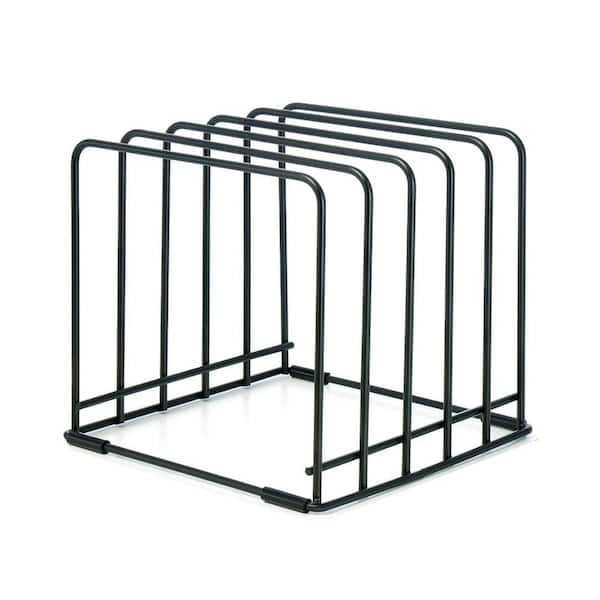 Black Metal Kitchen Cabinet Organizer Rack with 5 Slots for Cutting Boards, Baking Trays, Pans, Cookie Sheets 1pcs