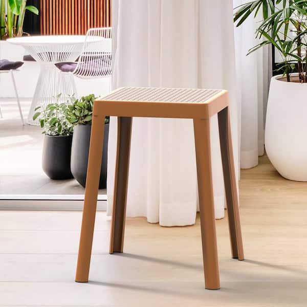 Leisuremod Tresse 18 in. Yellow Backless Plastic Dining Stool with Plastic Seat