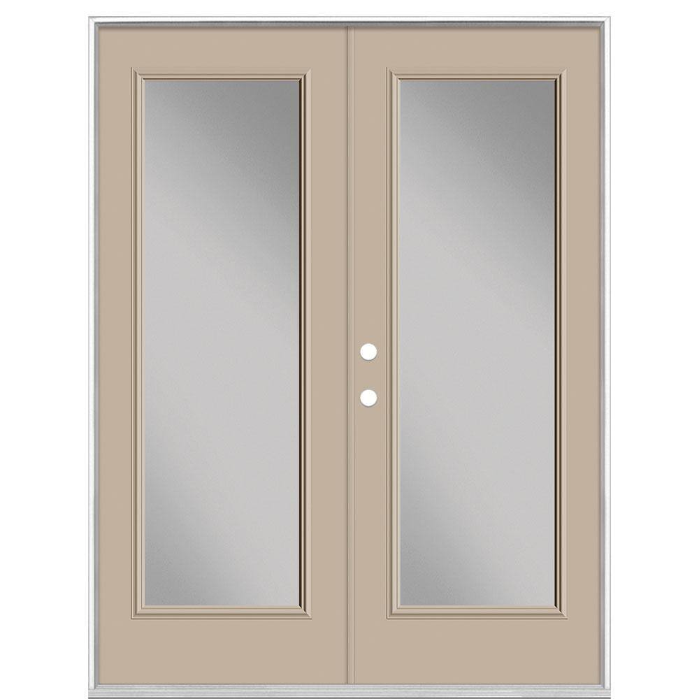 Masonite 60 in. x 80 in. Canyon View Steel Prehung Right-Hand Inswing Full Lite Clear Glass Patio Door Vinyl Frame, no Brickmold -  33033