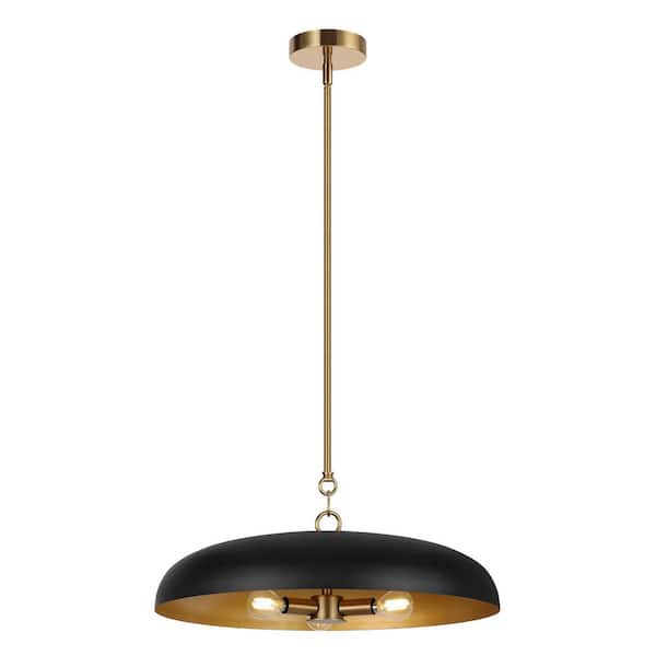 19.75 in. 3-Light Modern Black Dome Hanging Pendant Light for Kitchen Island