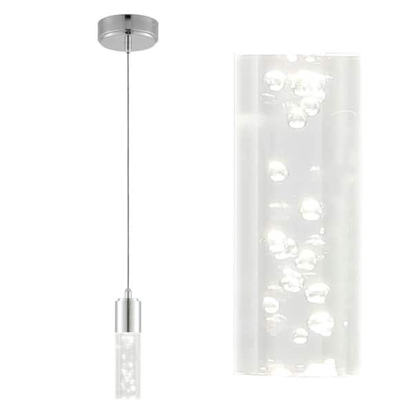 Bolha 4.75 in. 1-Light Bubble Acrylic/Iron Modern Minimalist Integrated LED Chrome Pendant