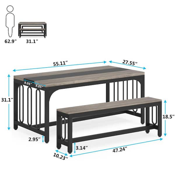 TRIBESIGNS WAY TO ORIGIN Alan 3 Piece Gray Wood Dining Table Set