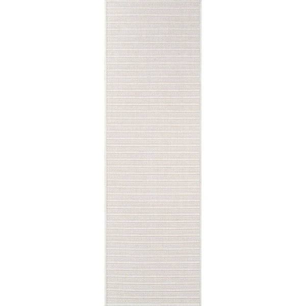 Lomira Bone 2 ft. x 7 ft. Striped Washable Easy Jute Indoor Area Rug