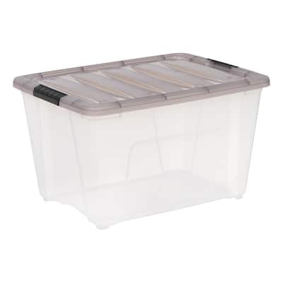 White, Case of 8 Sterilite 58 Quart See Through Plastic Storage Box with Lid White 