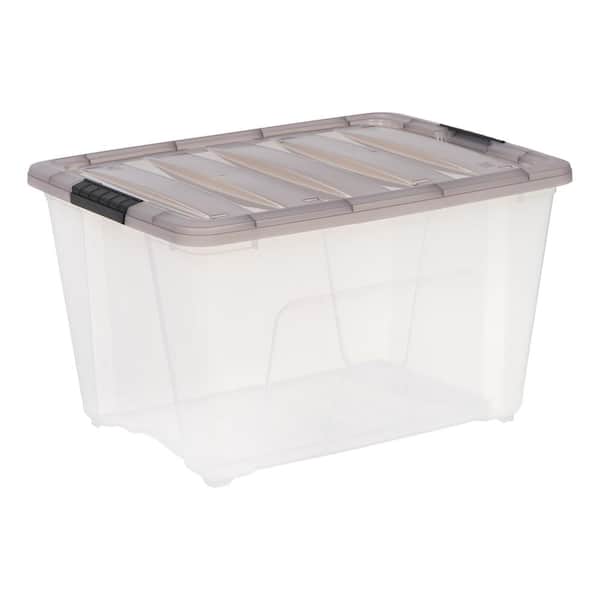 53.5 qt. Stack and Pull Clear Storage Box with Lid in Gray 500211 - The  Home Depot