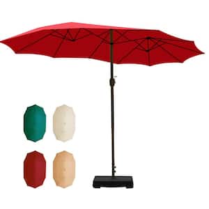 15 ft. Outdoor Market Umbrella Double-Sided Patio Umbrella in Color Red