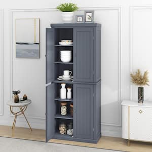 30 in. W x 14 in. D x 72.4 in. H Gray MDF Freestanding Ready to Assemble Kitchen Cabinet Storage with 4 Doors