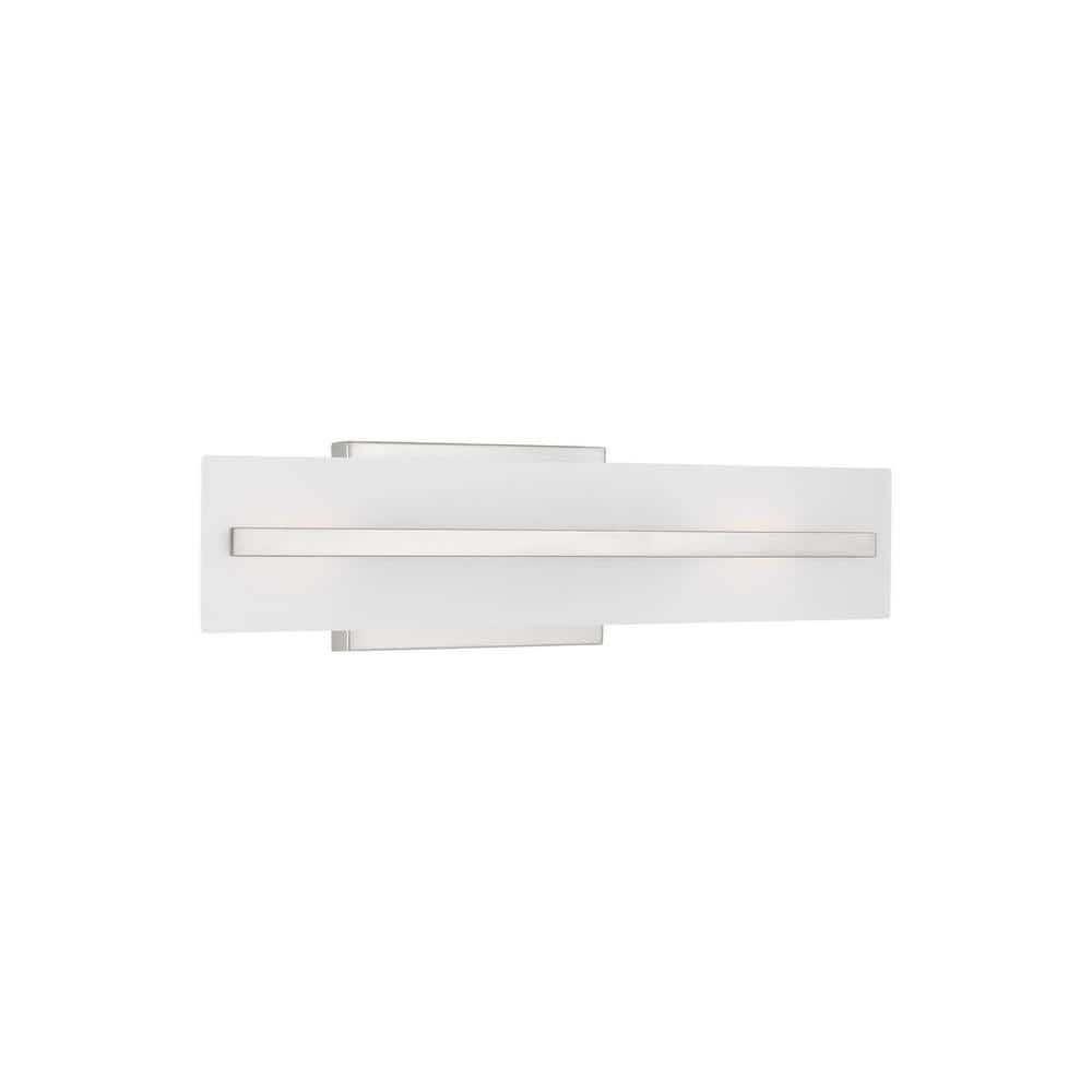 Brushed Nickel Two-Light Satin Etched Glass Vanity Light