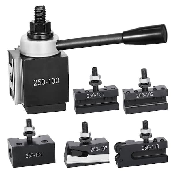 Quick Change Tool Post Set 6 Pieces Includes Lathe Tool Holders Wedge Type Tool Post for Metal Lathe 6in.-12in. Swing