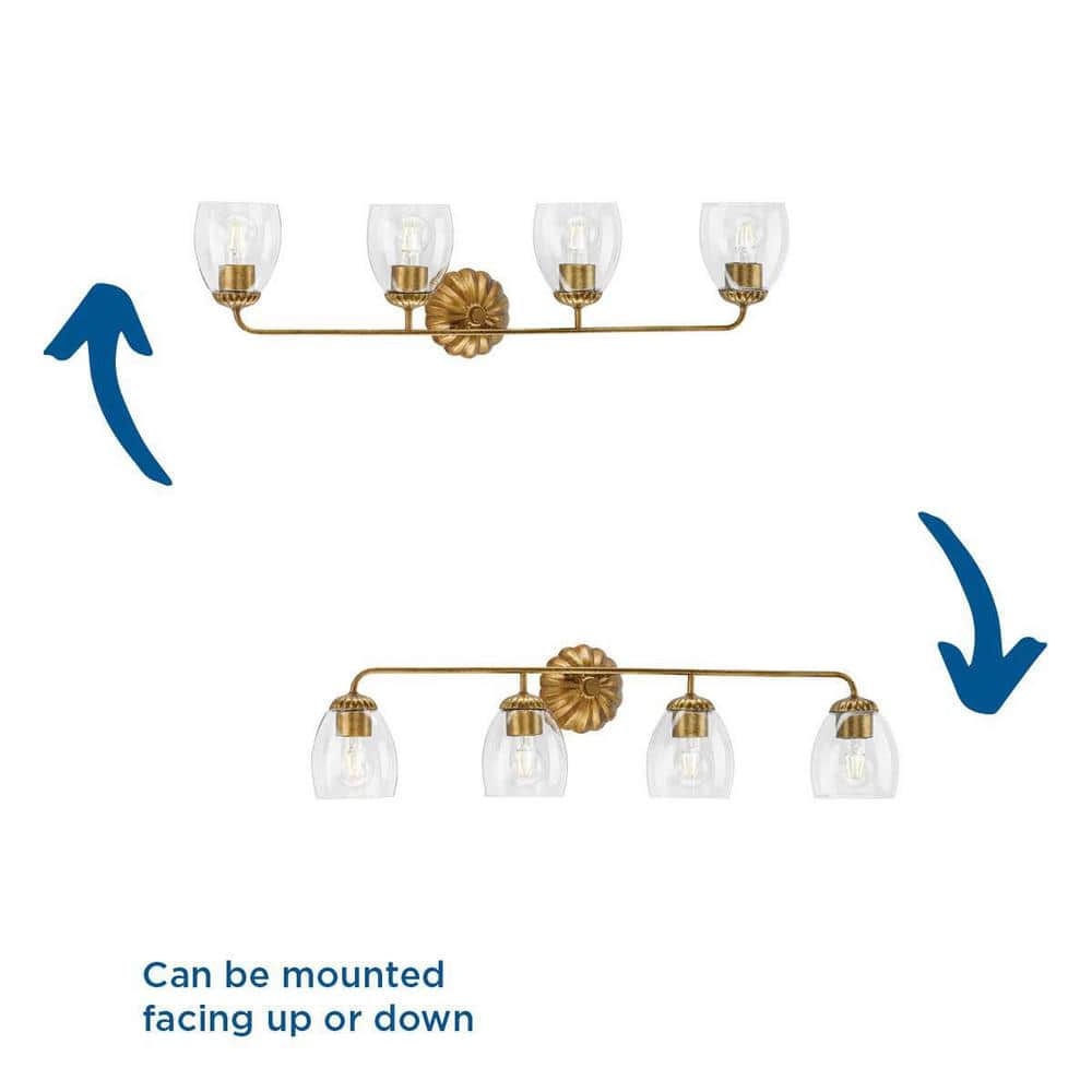 Quillan Gold Ombre 4-Light Vanity Light with Clear Glass Shades