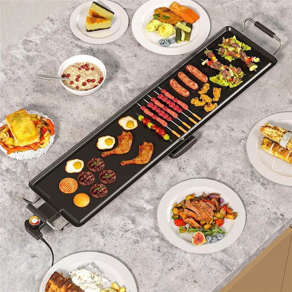 35 in. Aluminum Extra Large Electric Teppanyaki Grill with Adjustable Temperature Thermostats and Drip Tray