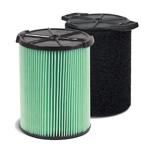 HEPA Material Pleated Paper Filter and Wet Application Foam Filter for Most 5 Gal and Larger Wet/Dry Shop Vacuums