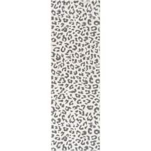 Sebastian Leopard Print Gray 2 ft. x 10 ft. Runner Rug