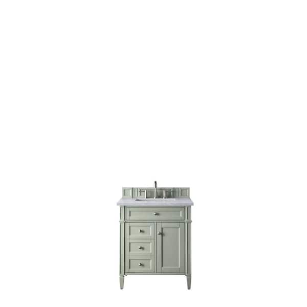 James Martin Vanities Brittany 30.0 in. W x 23.5 in. D x 34 in. H Bathroom Vanity in Sage Green with Arctic Fall Solid Surface Top
