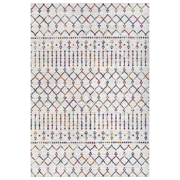 Unbranded Multi-Colored Polypropylene 4 ft. x 6 ft. Trellis Indoor Area Rug