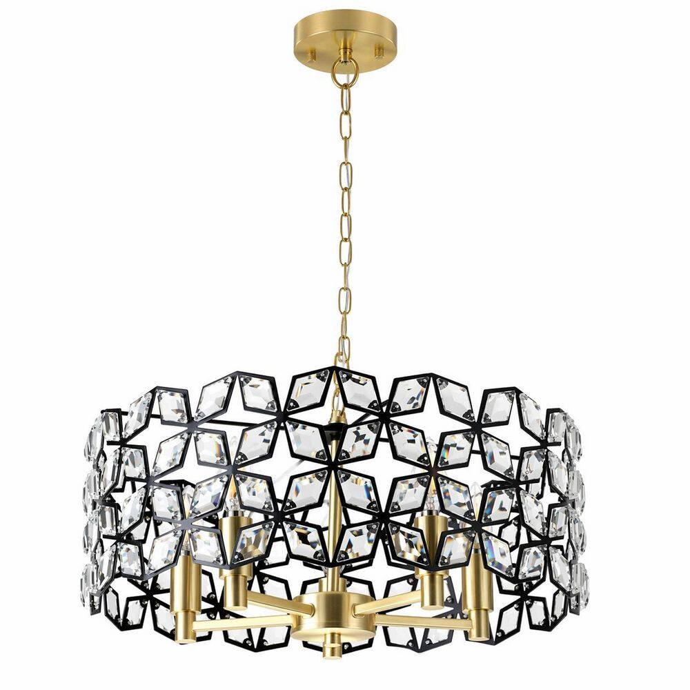 5-Light Gold Modern Crystal Chandelier Fixture for Dining Room, Living Room, Kitchen, Bedroom Bulbs Not Included price history on PriceWatchPro