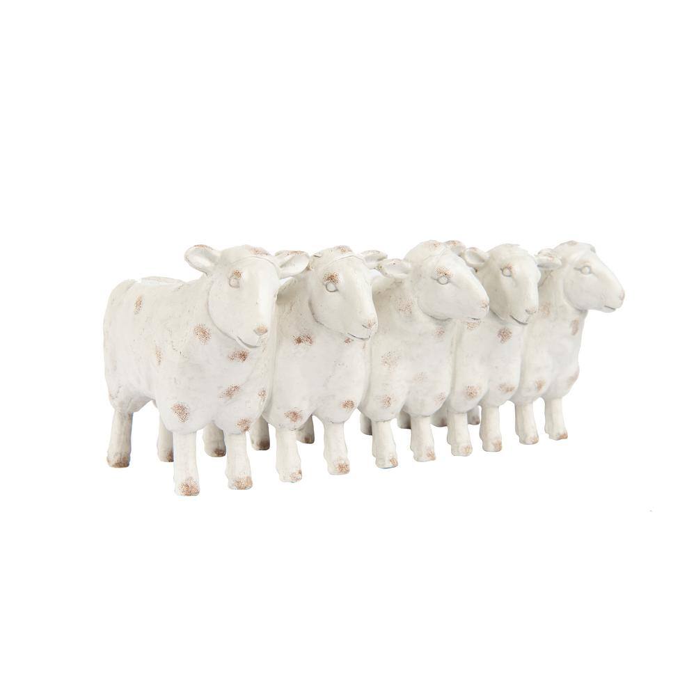 Farmhouse White Resin Sheep Figurine Planter, 13 in