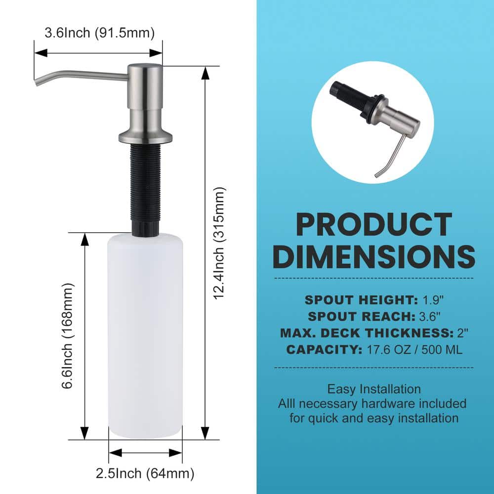 Brushed Nickel Stainless Steel Sink Mounted Soap Dispenser