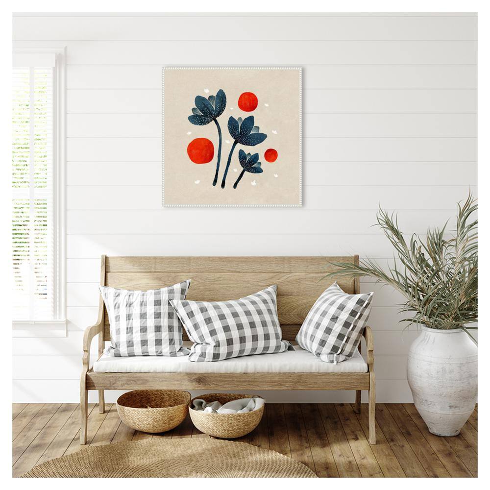 Blue Flowers II Abstract Canvas Print with White Floater Frame