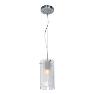 Proteus 1-Light Brushed Steel Pendant with Frosted Clear Glass Shade