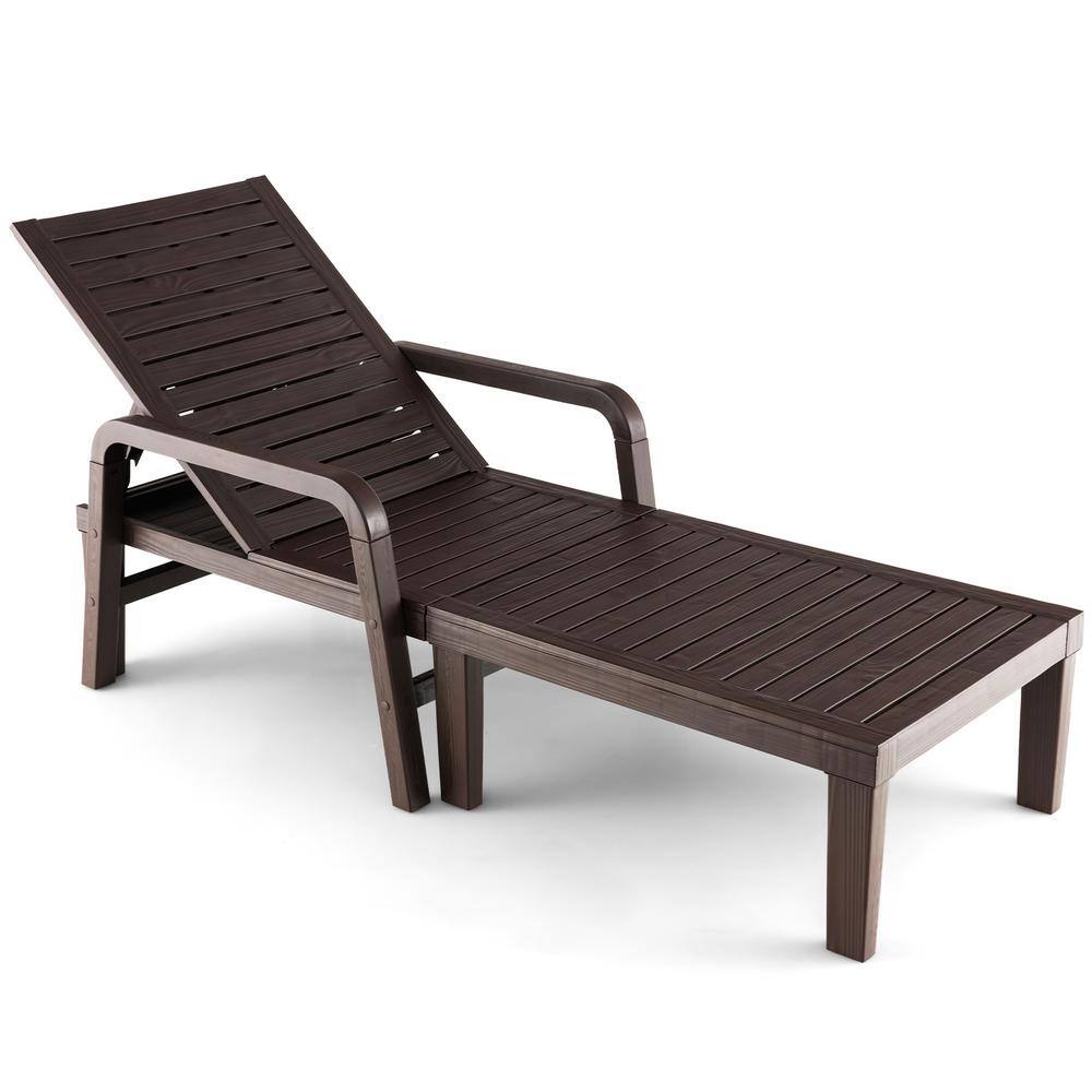 Reviews for HONEY JOY Coffee Plastic Outdoor Chaise Lounge Chair Patio
