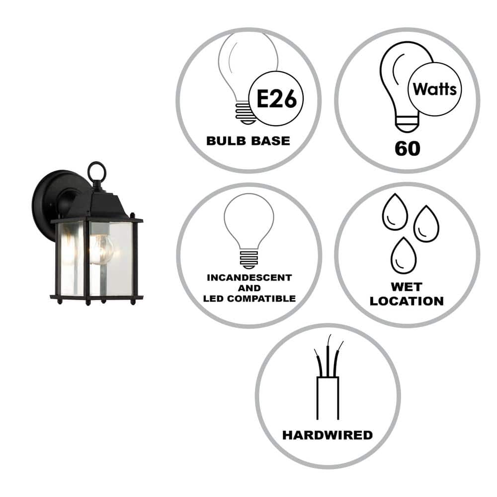 Patrician Black Clear Glass Outdoor Wall Lantern Sconce