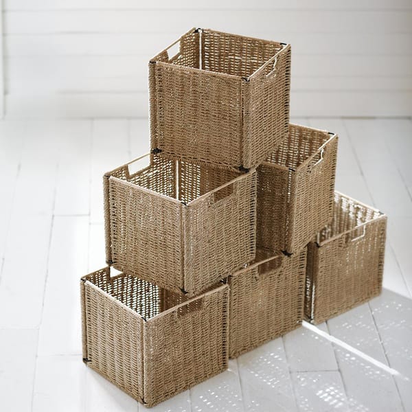Brown Wicker Cube Storage Bin, Cube Storage Baskets Wicker