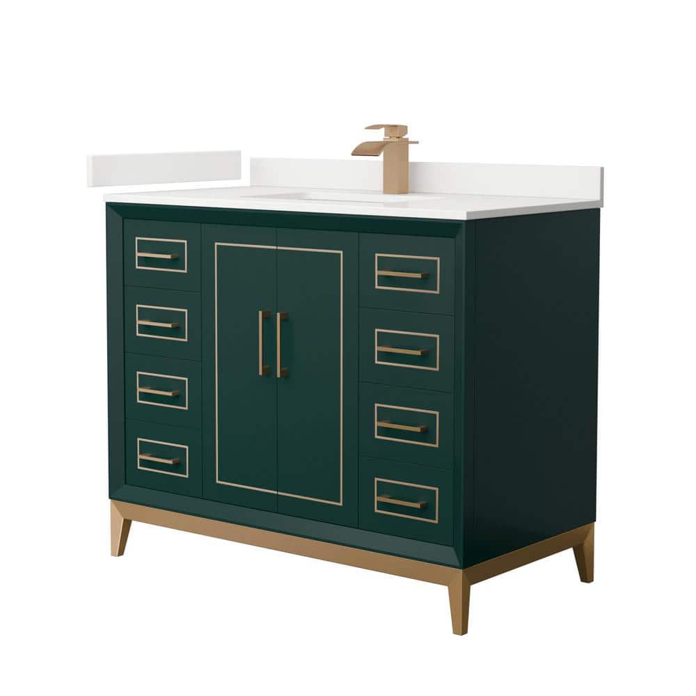 Marlena 42 in. W x 22 in. D x 35.25 in. H Single Bath Vanity in Green with White Quartz Top price history on PriceWatchPro