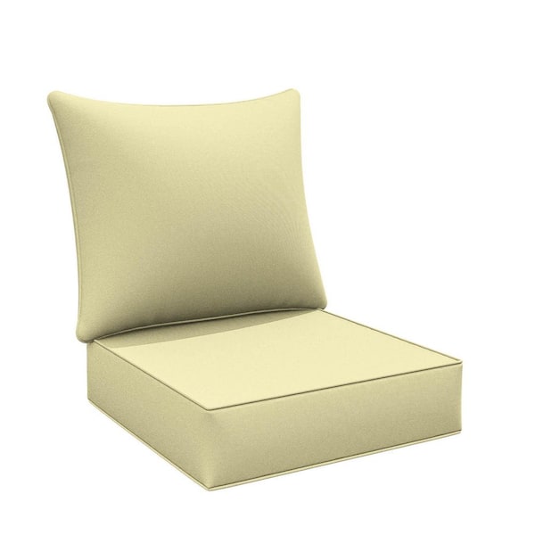 WNP 24 in. x 24 in. Deep Seat Outdoor Lounge Cushion with Backrest, Premium Waterproof Patio Furniture Cushions Light Yellow