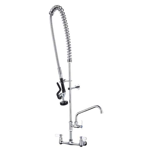 25 in. H Commercial Triple Handles 180° Swivel Pull Down Sprayer Kitchen Faucet with Add on 12 in. Spout and in Chrome