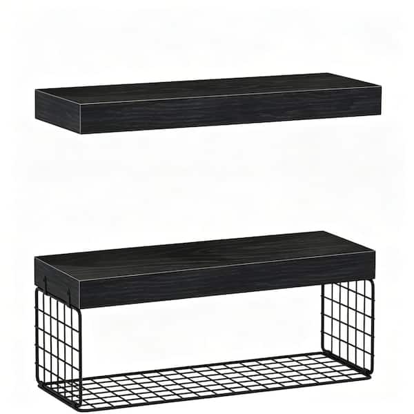 15.7-in. W x 6-in. D x 1.5-in. H Black Ready-to-Assemble Floating Shelf
