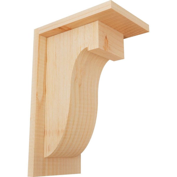 Ekena Millwork 5-1/2 in. x 8 in. x 12 in. Douglas Fir Del Monte Smooth Corbel with Backplate