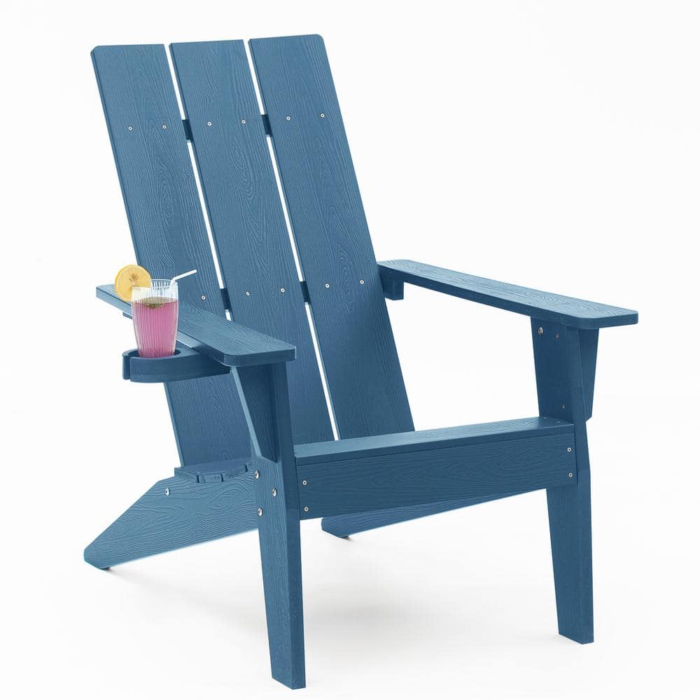 Oversize Modern Navy Plastic Outdoor Patio Adirondack Chair with Cup Holder price history on PriceWatchPro