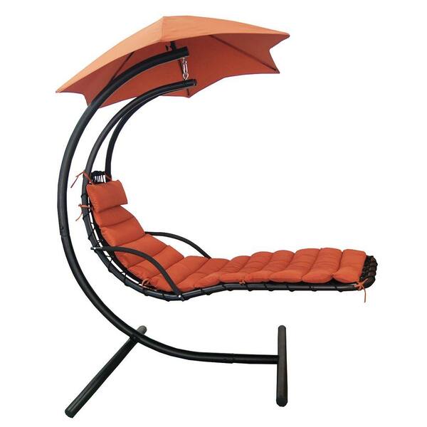 Blue Wave Island Retreat Hanging Terra Cotta Patio Lounge with Shade Canopy