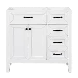 35.5 in. Bath Vanity Cabinet without Top in White with 3 Drawers