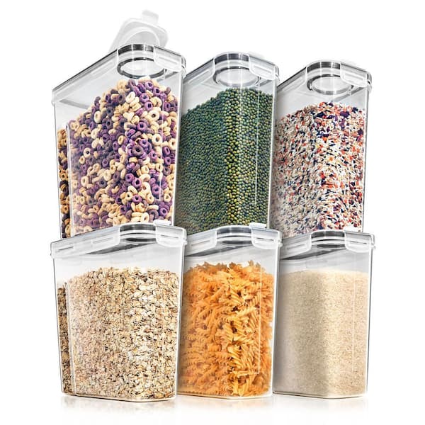 Airtight Food Storage Dispensers for Beans, Pasta, Cereals, and More-6 Pack (4 L/16.9 Cups)