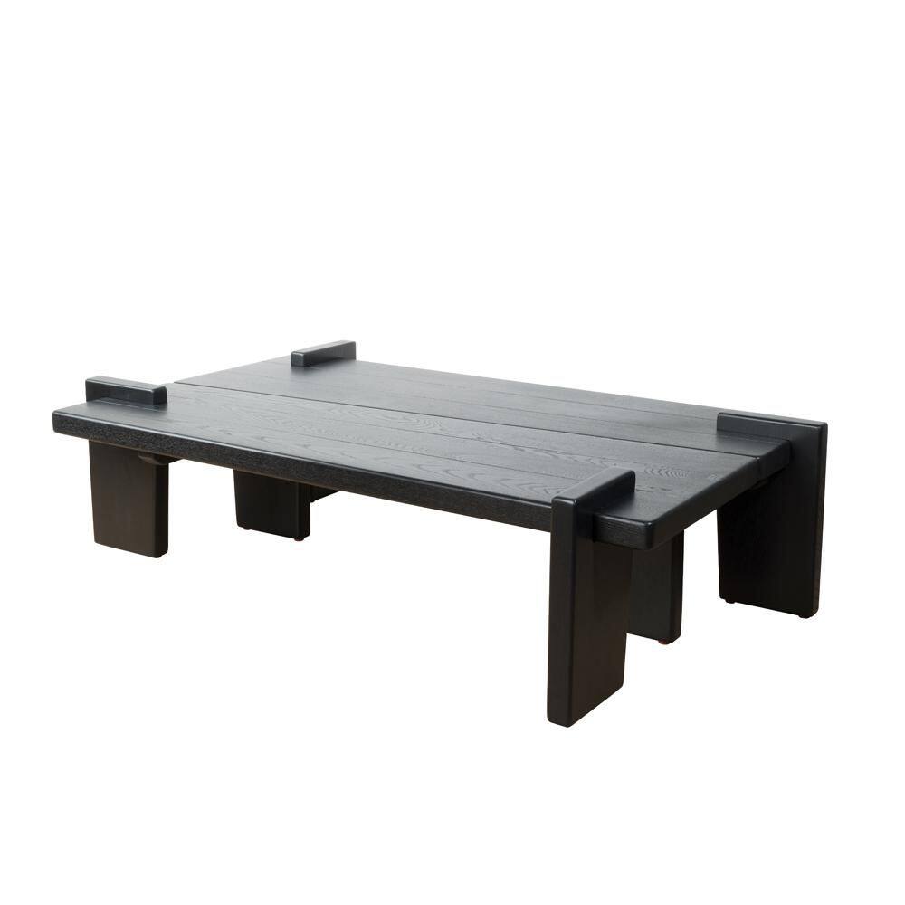 Chic 49.6 in. Black Rectangle Solid Wood Coffee Table