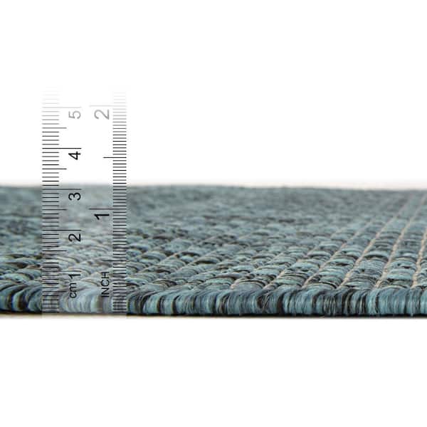 Unique Loom Outdoor Solid Teal 9' 0 x 12' 0 Area Rug 3129052 - The