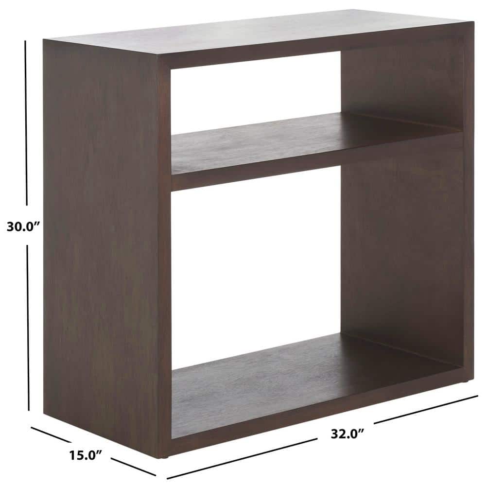 Munson Dark Oak Wood Console Table with Shelves