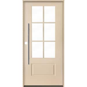 Farmhouse Faux Pivot 36 in. x 80 in. 6-Lite Right-Hand/Inswing Clear Glass Unfinished Fiberglass Prehung Front Door