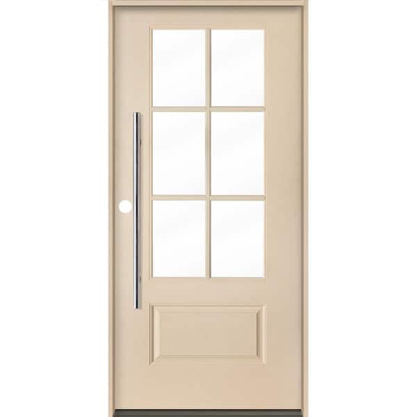 Krosswood Doors Farmhouse Faux Pivot 36 in. x 80 in. 6-Lite Right-Hand/Inswing Clear Glass Unfinished Fiberglass Prehung Front Door