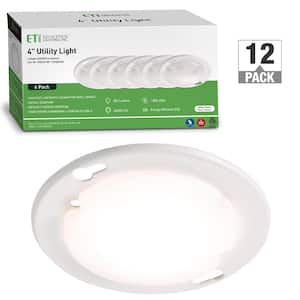 4 in. Universal Round Utility Light 882-Lumens Compact Thin LED Flush Mount Ceiling Light Indoor 4000K (12-Pack)